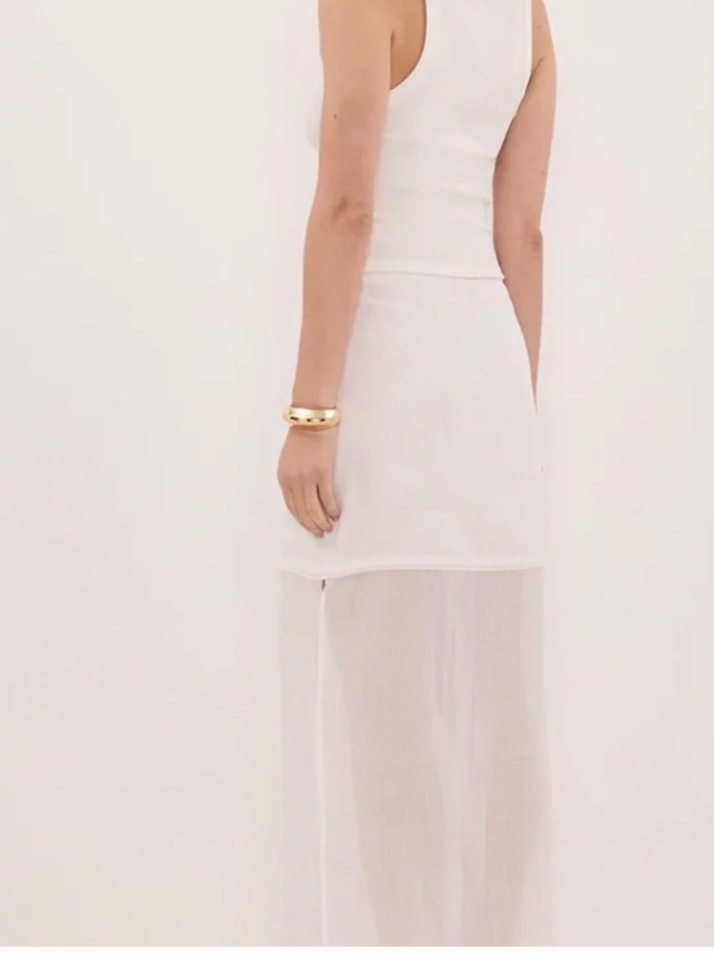Dissh Kai White Ramie Midi Skirt. Oyster. Size 10 NWT - Picture 3 of 6